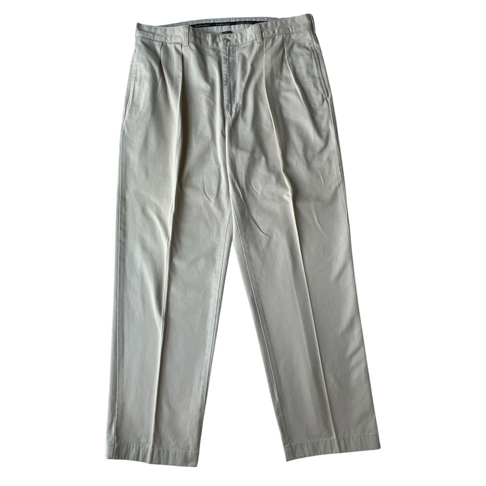 Polo Ralph Lauren Pants 38x32  Chino Beige Pleated Mens Cotton Dress Casual Y2K